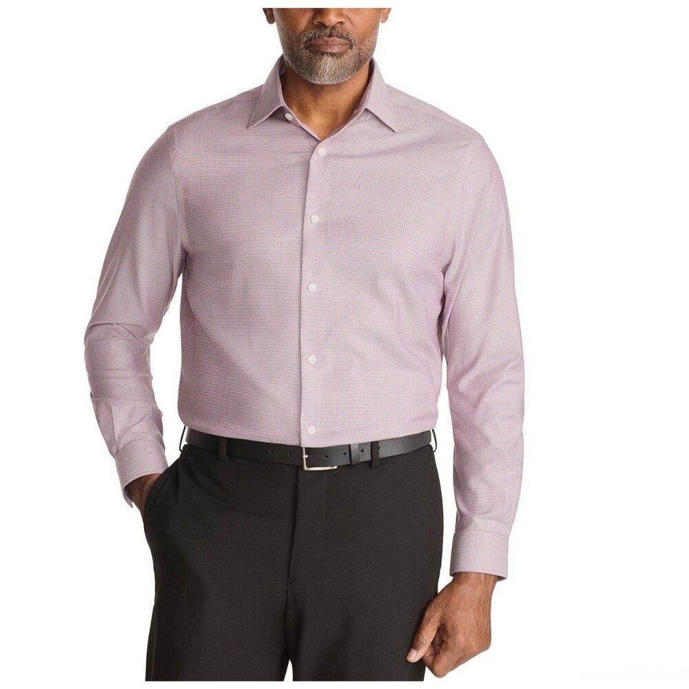 NEW MICHAEL KORS Mens 16 32/33 Pink Regular Fit Luxe Touch Stretch Dress Shirt